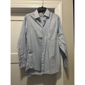 Gitman Bros Shirt Men’s 15 1/2 X 33 Blue White Check Button Up Dress Made USA
